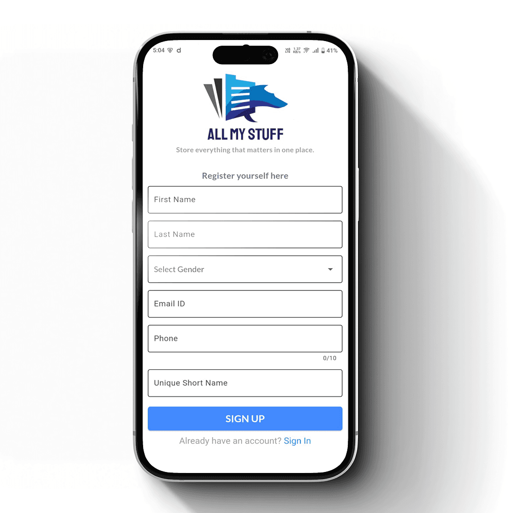 All My Stuff - Mobile Apps Portfolio | Dots and Coms Web Design Company Vadodara