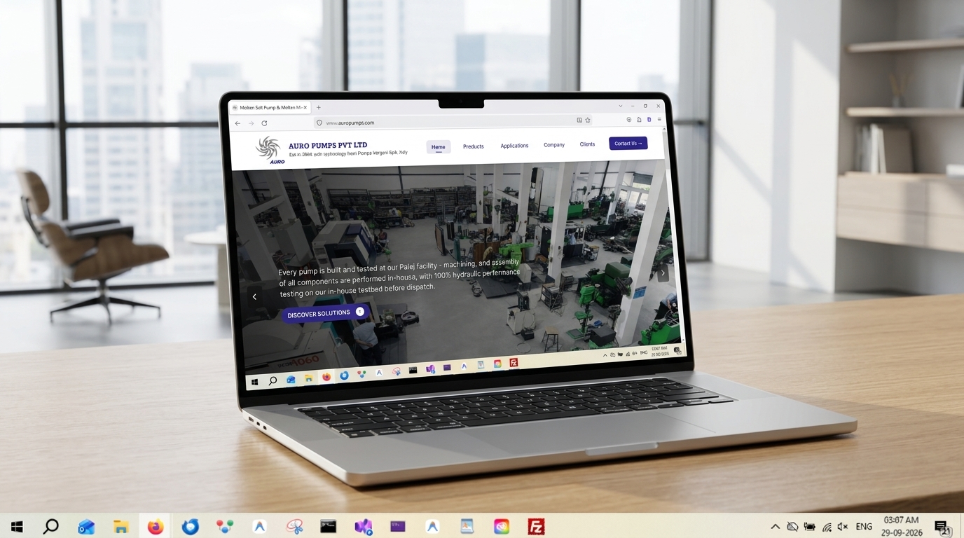 Auro Pumps Industrial Web Design & Digital Transformation Case Study Mobile