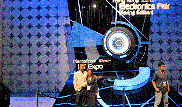 Hong Kong Electronics Fair technology booth exhibit by Dots and Coms