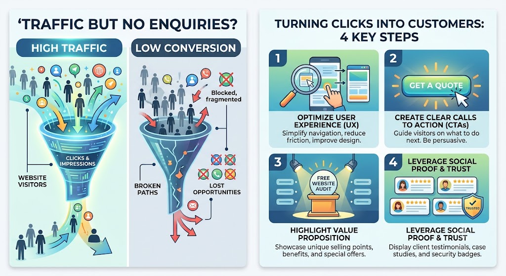 Traffic but No Enquiries? How to Fix a Website That Visitors Leave Without Converting